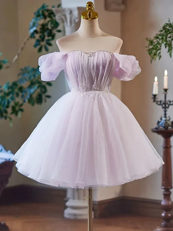 A Line Sweetheart Neck Short Purple Beaded Prom Dresses, Short Purple Beaded Formal Homecoming Dresses A Line Sweetheart Neck Short Purple Beaded Prom Dresses, Short Purple Beaded Formal Homecoming Dresses