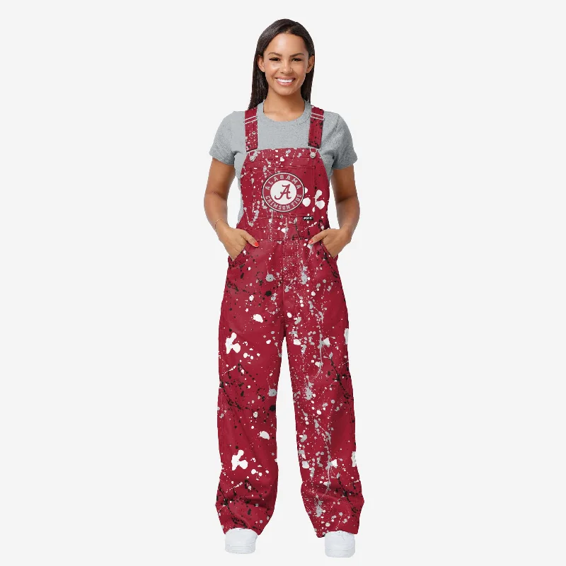 Alabama Crimson Tide Womens Paint Splatter Bib Overalls Functional Cargo Overalls