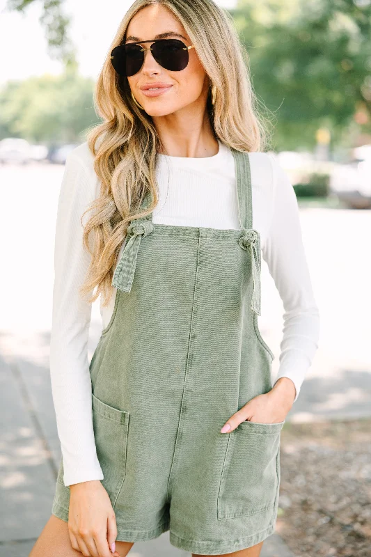 All You Can See Olive Green Denim Overalls Modern Sleek Overalls