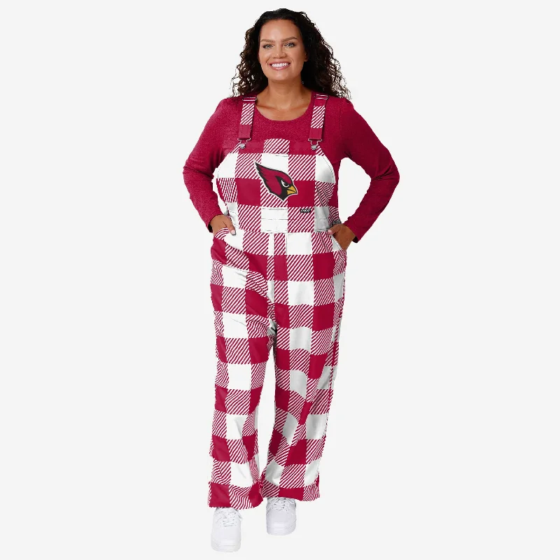 Arizona Cardinals Womens Plaid Bib Overalls Chic Belted Romper