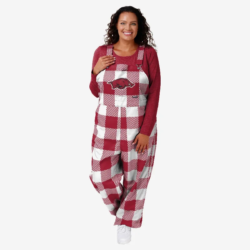 Arkansas Razorbacks Womens Plaid Bib Overalls Relaxed Corduroy Romper
