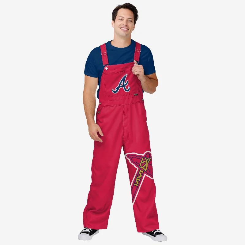 Atlanta Braves Mens Big Logo Bib Overalls Stretchy Waist Romper
