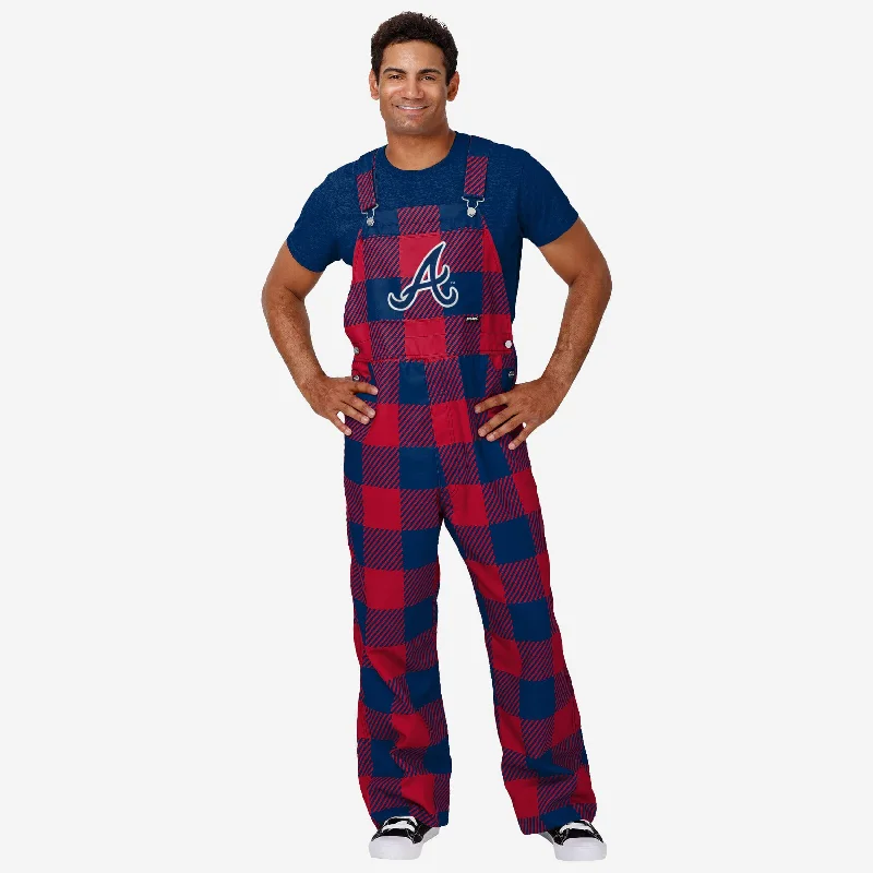 Atlanta Braves Mens Plaid Bib Overalls Minimalist Long Overalls