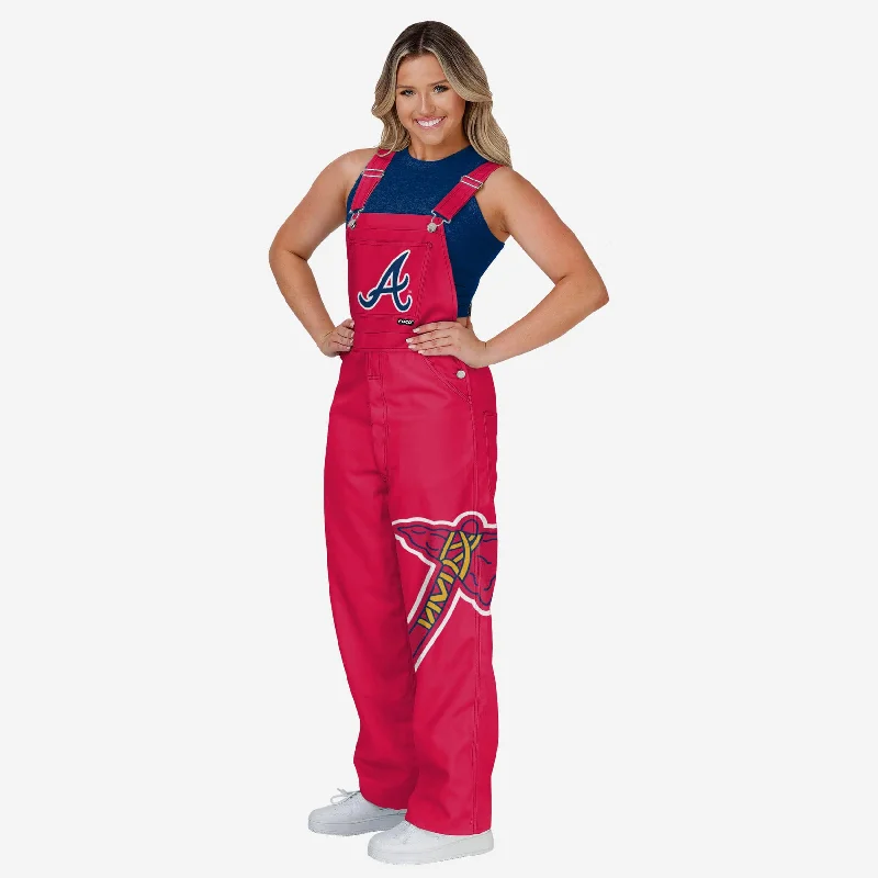 Atlanta Braves Womens Big Logo Bib Overalls Soft Knit Jumpsuit