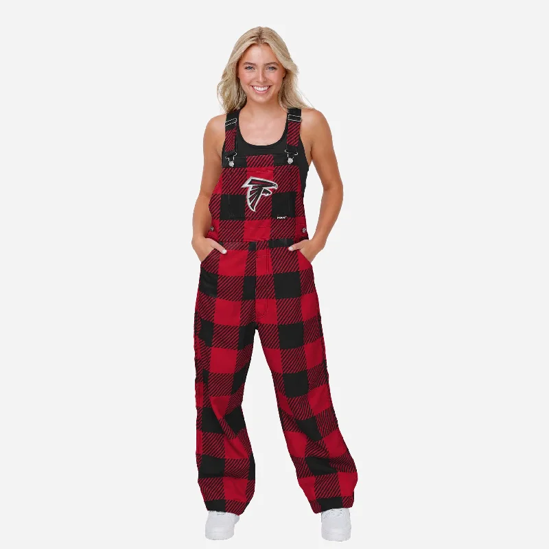 Atlanta Falcons Womens Plaid Bib Overalls Cozy Knit Overalls