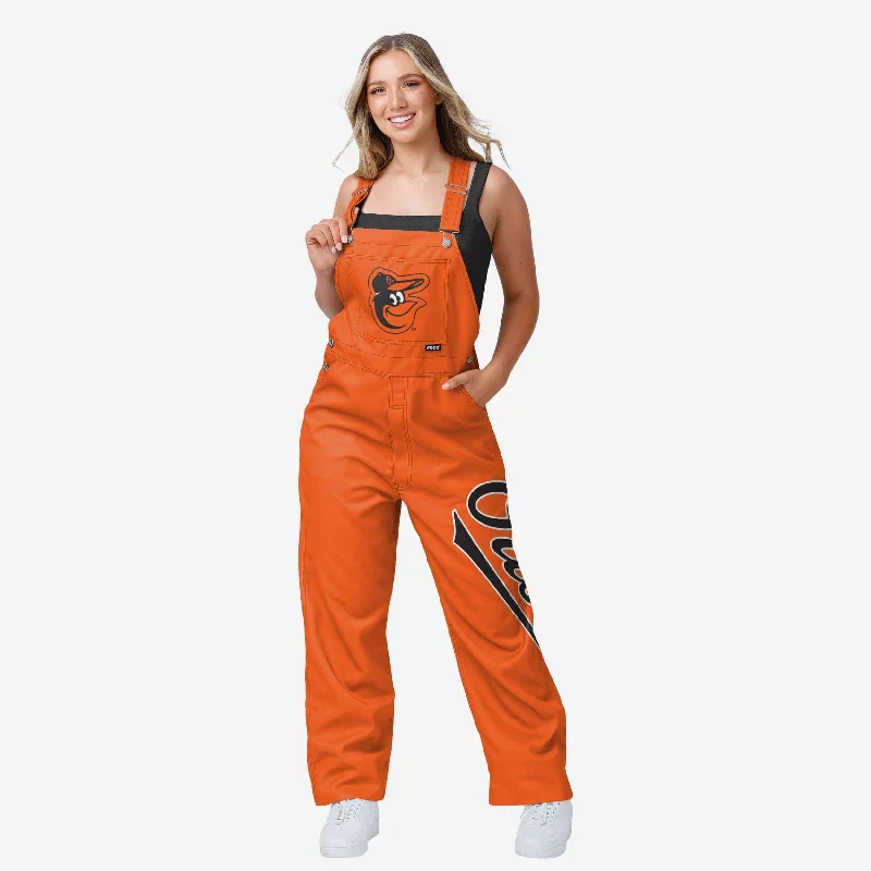Baltimore Orioles Womens Big Logo Bib Overalls Patch Pocket Overalls