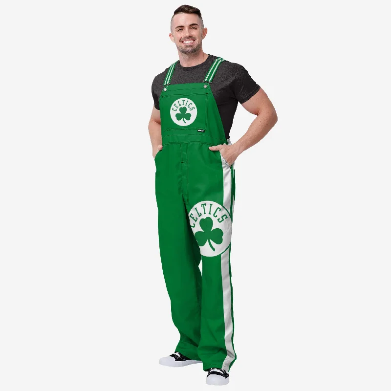 Boston Celtics Mens Team Stripe Bib Overalls Ribbed Knit Overalls
