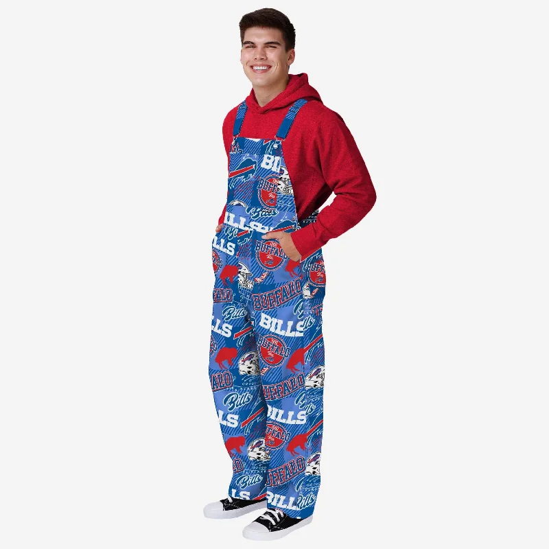 Buffalo Bills Mens Historic Print Bib Overalls Sleeveless Fitted Overalls