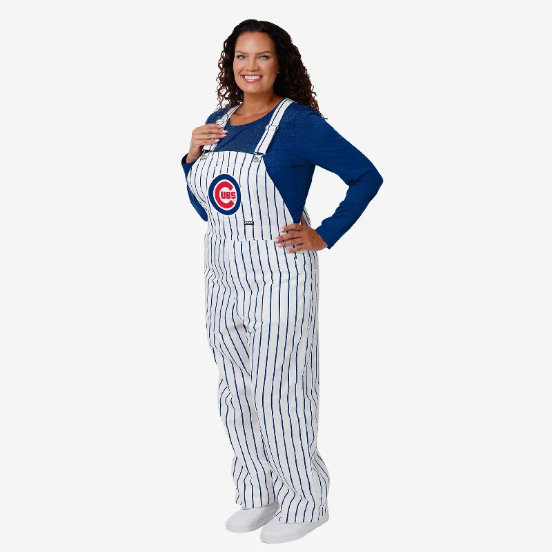 Chicago Cubs Womens Pinstripe Bib Overalls Chic Belted Romper