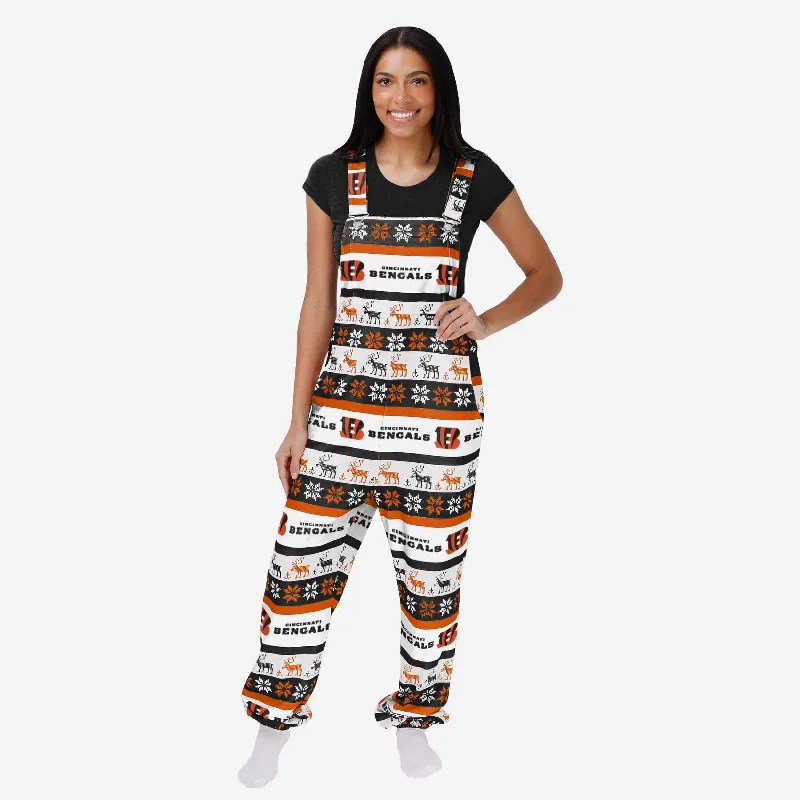 Cincinnati Bengals Womens Ugly Home Gating Bib Overalls Stretchy Skinny Overalls