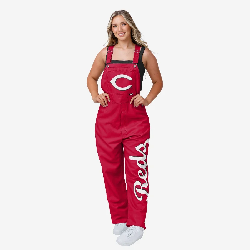 Cincinnati Reds Womens Big Logo Bib Overalls Pastel Color Overalls
