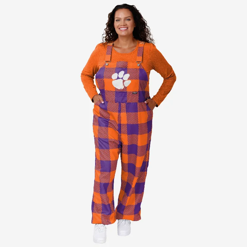 Clemson Tigers Womens Plaid Bib Overalls Outdoor Utility Overalls