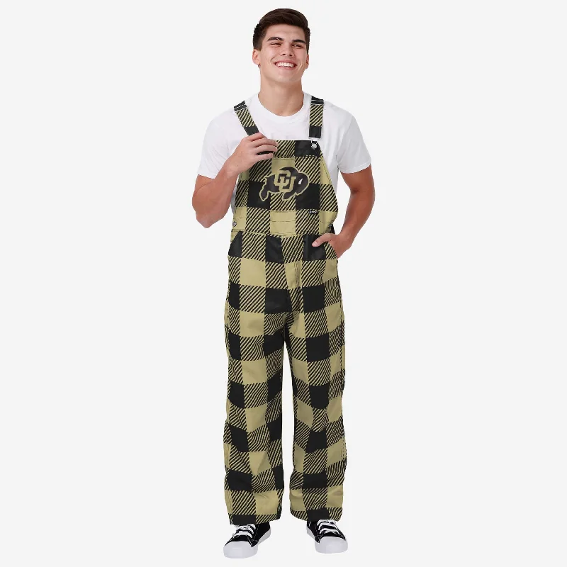 Colorado Buffaloes Mens Plaid Bib Overalls Cropped Cotton Overalls