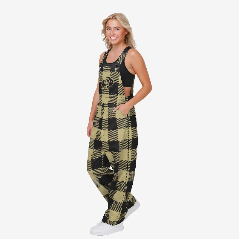Colorado Buffaloes Womens Plaid Bib Overalls Lightweight Flowy Overalls
