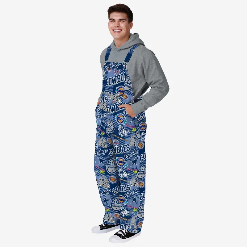 Dallas Cowboys Mens Historic Print Bib Overalls Oversized Casual Overalls