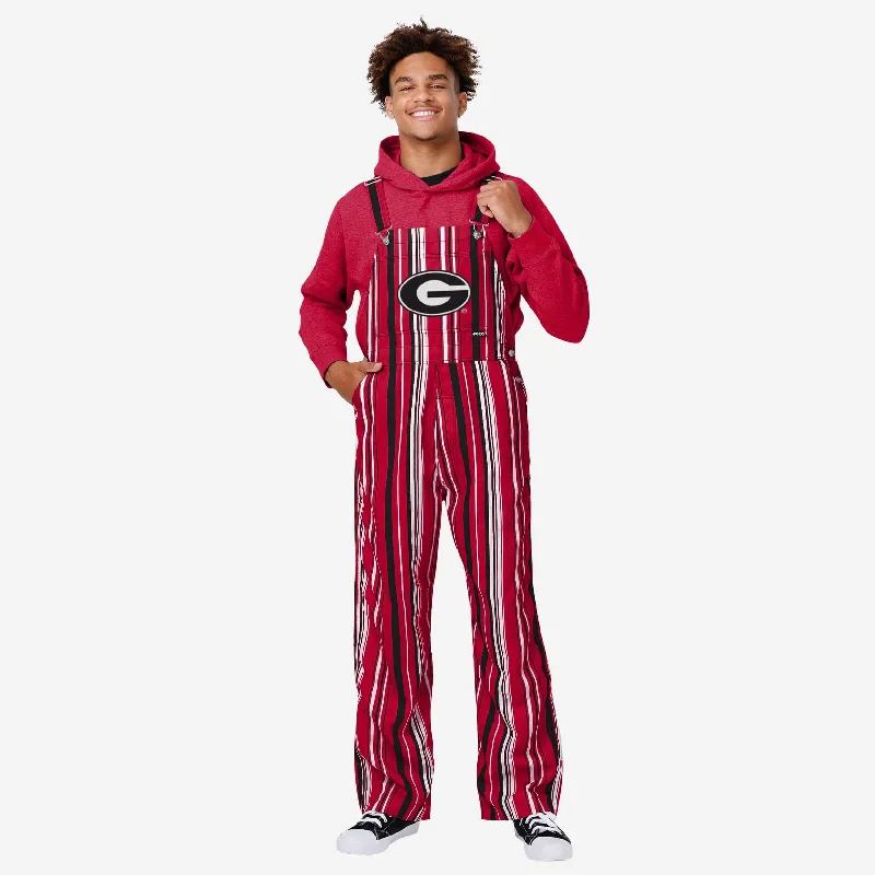 Georgia Bulldogs Mens Hyper Stripe Bib Overalls Loose Relaxed Jumpsuit