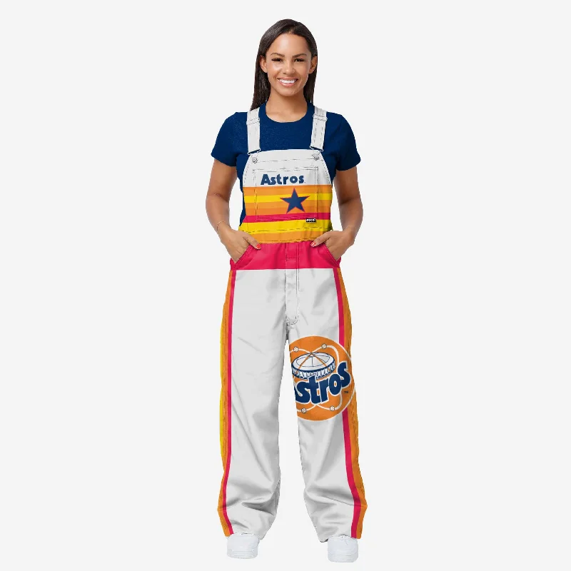 Houston Astros Womens Throwback Stripe Thematic Bib Overalls Classic Denim Overalls