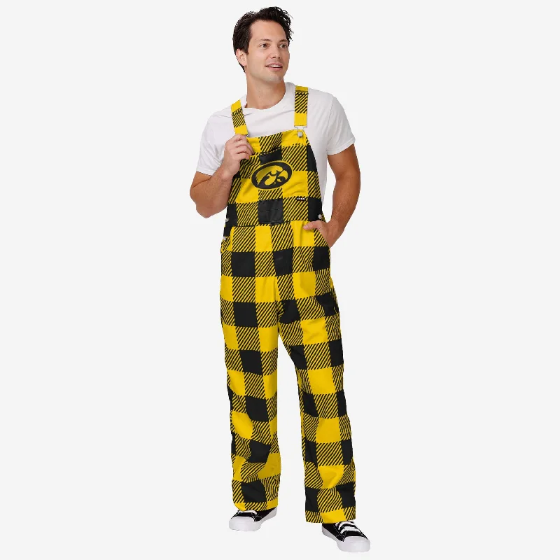 Iowa Hawkeyes Mens Plaid Bib Overalls Utility Pocket Jumpsuit