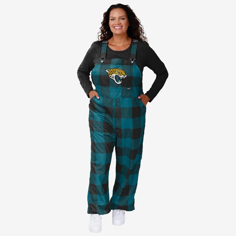 Jacksonville Jaguars Womens Plaid Bib Overalls Cropped Wide-Leg Overalls