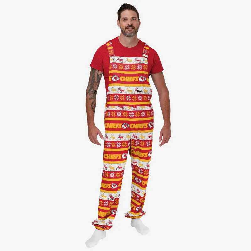 Kansas City Chiefs Mens Ugly Home Gating Bib Overalls Lightweight Zip-Up Jumpsuit