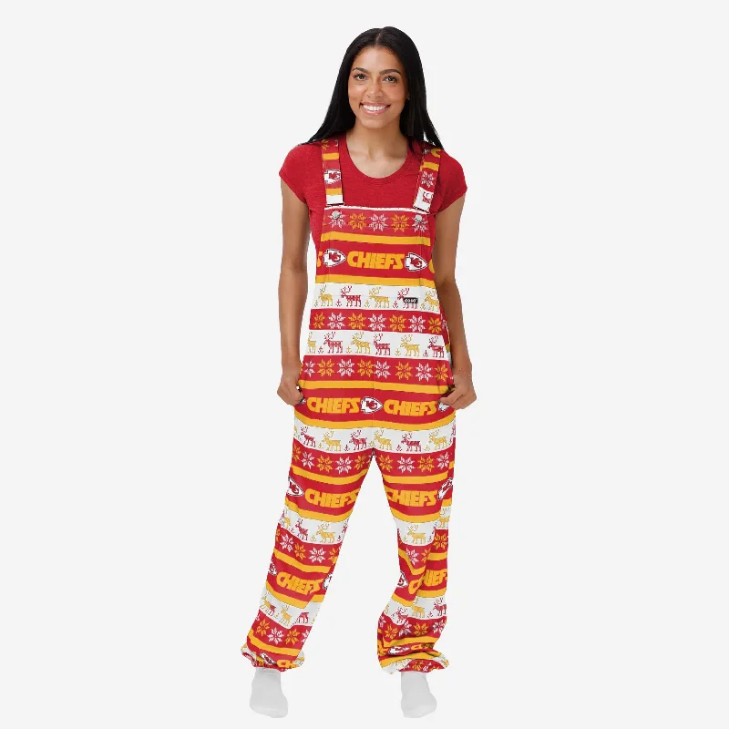 Kansas City Chiefs Womens Ugly Home Gating Bib Overalls Strappy Linen Jumpsuit