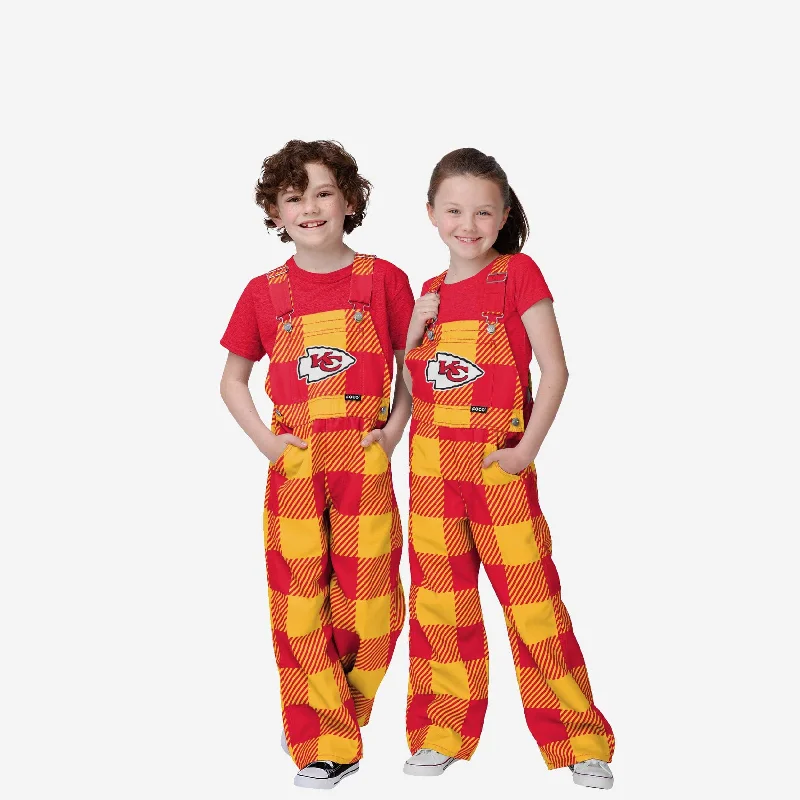 Kansas City Chiefs Youth Plaid Bib Overalls Checkered Plaid Overalls