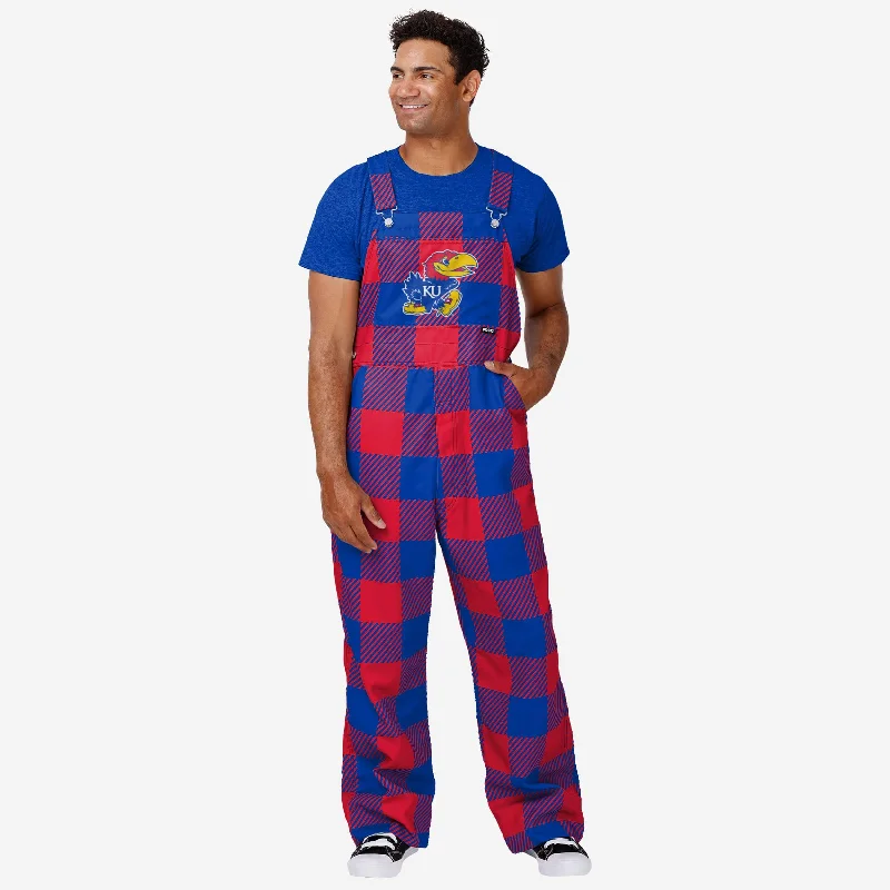 Kansas Jayhawks Mens Plaid Bib Overalls Minimalist Cotton Overalls