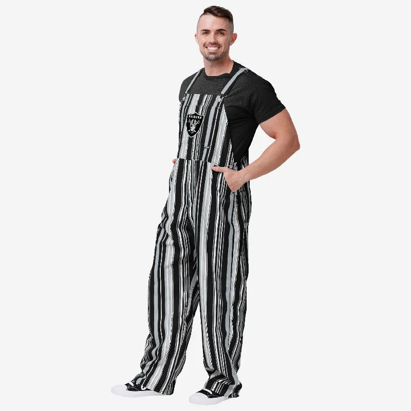Las Vegas Raiders Mens Hyper Stripe Bib Overalls Layered Tee Jumpsuit