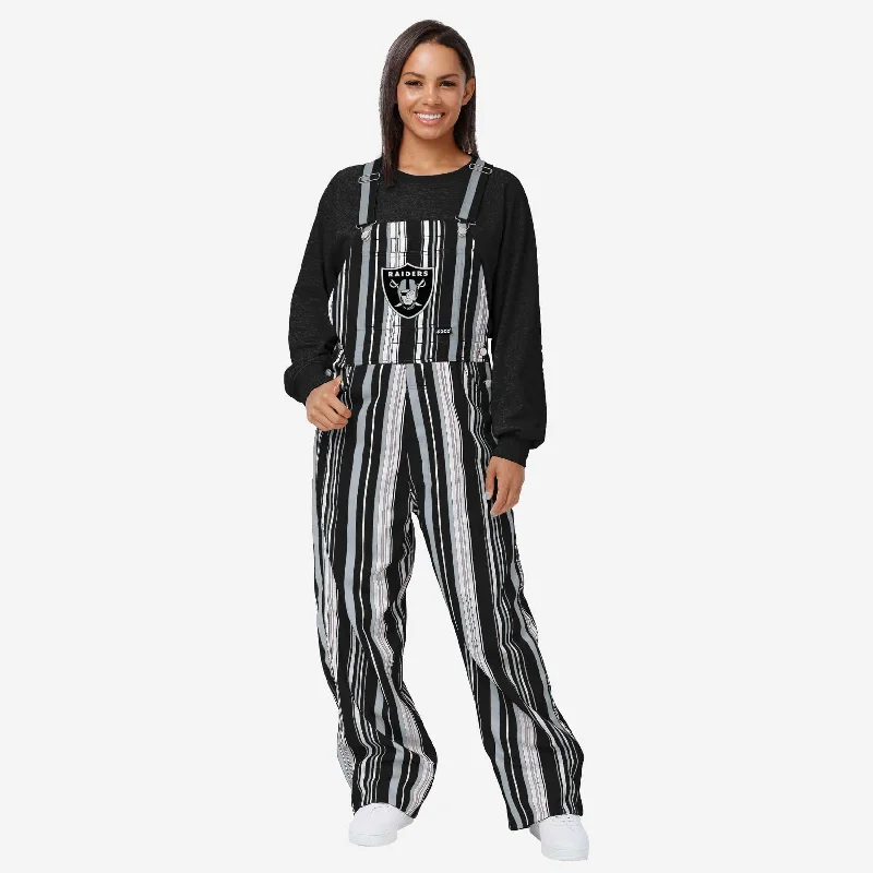 Las Vegas Raiders Womens Hyper Stripe Bib Overalls Comfy Travel Overalls