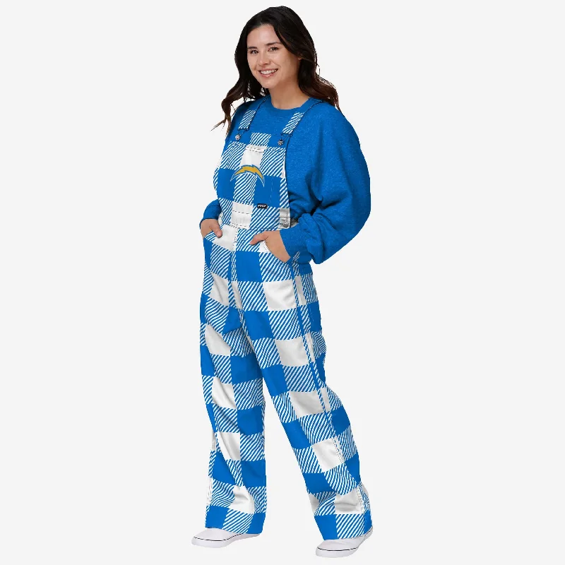 Los Angeles Chargers Womens Plaid Bib Overalls Cropped Cotton Overalls