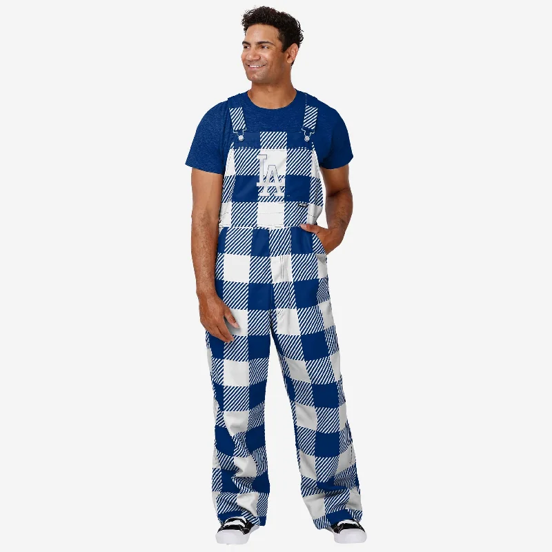 Los Angeles Dodgers Mens Plaid Bib Overalls Paperbag Waist Overalls
