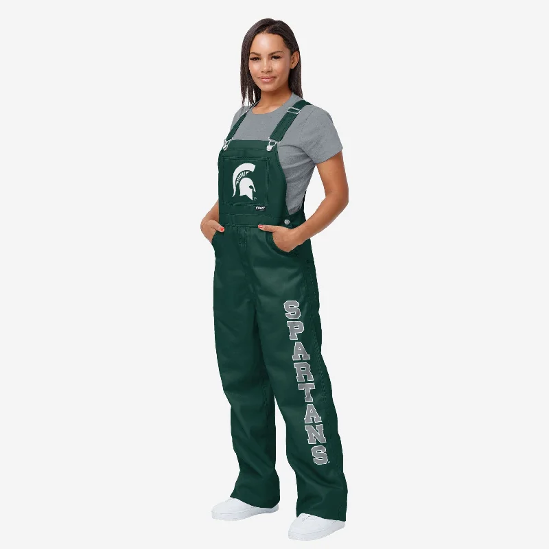 Michigan State Spartans Womens Big Logo Bib Overalls Adjustable Strap Overalls