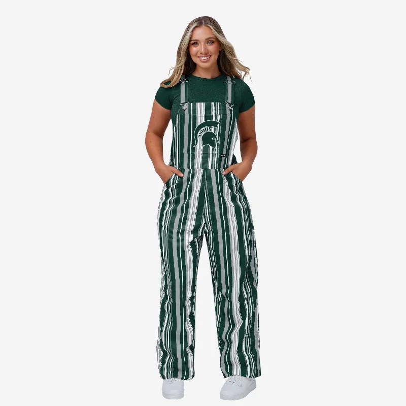 Michigan State Spartans Womens Hyper Stripe Bib Overalls Classic Bib Overalls