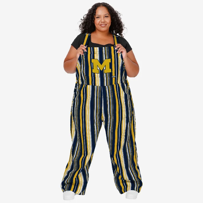 Michigan Wolverines Womens Hyper Stripe Bib Overalls Soft Corduroy Jumpsuit