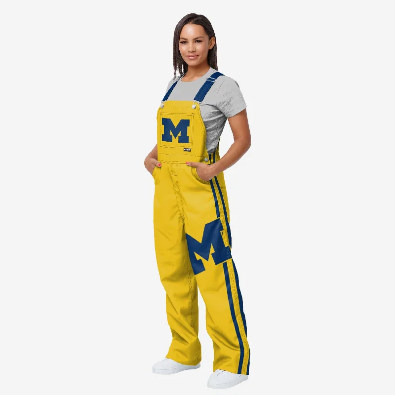 Michigan Wolverines Womens Team Stripe Bib Overalls Vintage Wash Jumpsuit