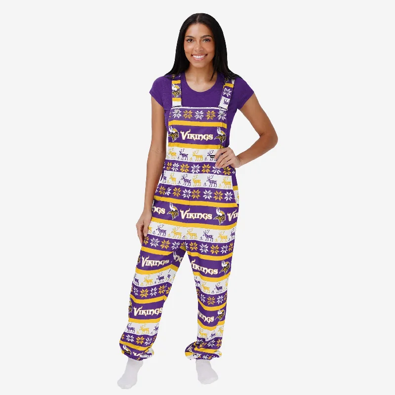 Minnesota Vikings Womens Ugly Home Gating Bib Overalls Cropped Denim Overalls
