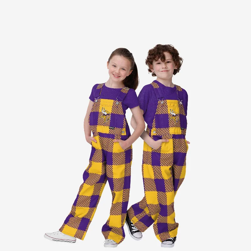 Minnesota Vikings Youth Plaid Bib Overalls Street Style Jumpsuit