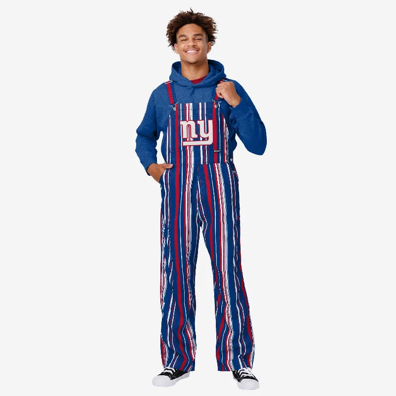 New York Giants Mens Hyper Stripe Bib Overalls Comfy Lounge Overalls