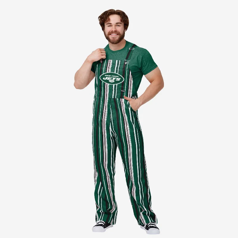 New York Jets Mens Hyper Stripe Bib Overalls Baggy Street Overalls