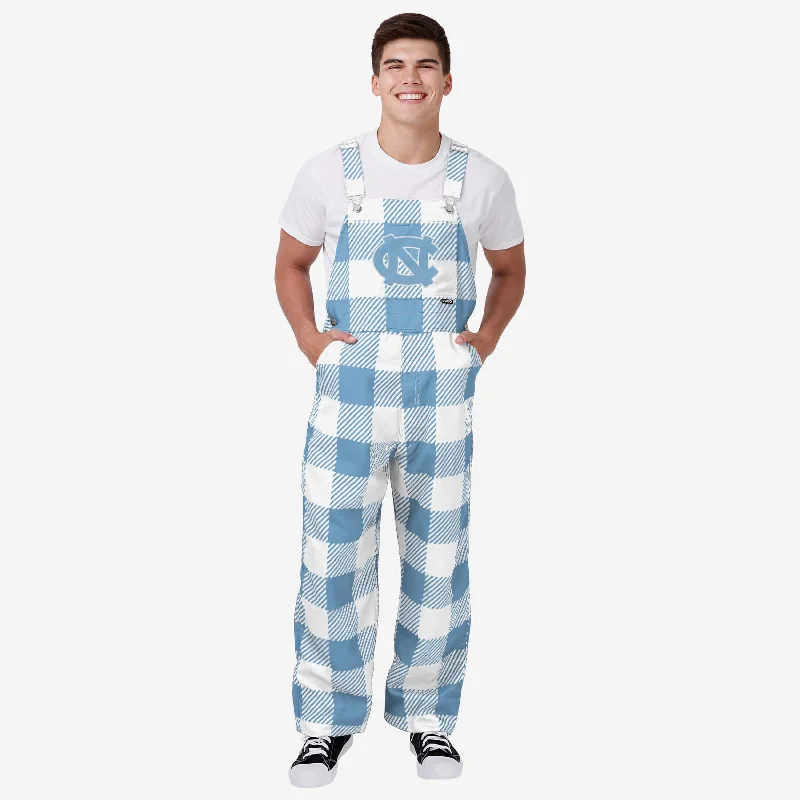 North Carolina Tar Heels Mens Plaid Bib Overalls Elegant Drape Jumpsuit