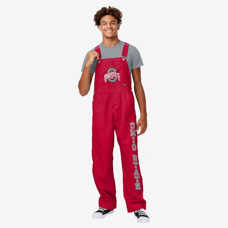 Ohio State Buckeyes Mens Big Logo Bib Overalls Asymmetric Shoulder Overalls