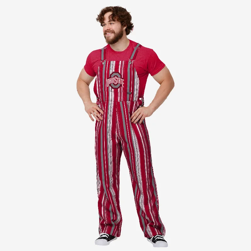 Ohio State Buckeyes Mens Hyper Stripe Bib Overalls Casual Roll-Up Overalls