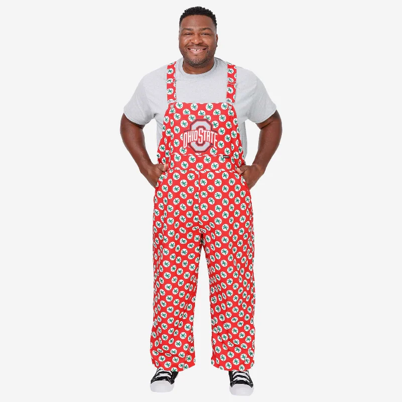 Ohio State Buckeyes Mens Leaf Thematic Bib Overalls Long Sleeve Jumpsuit