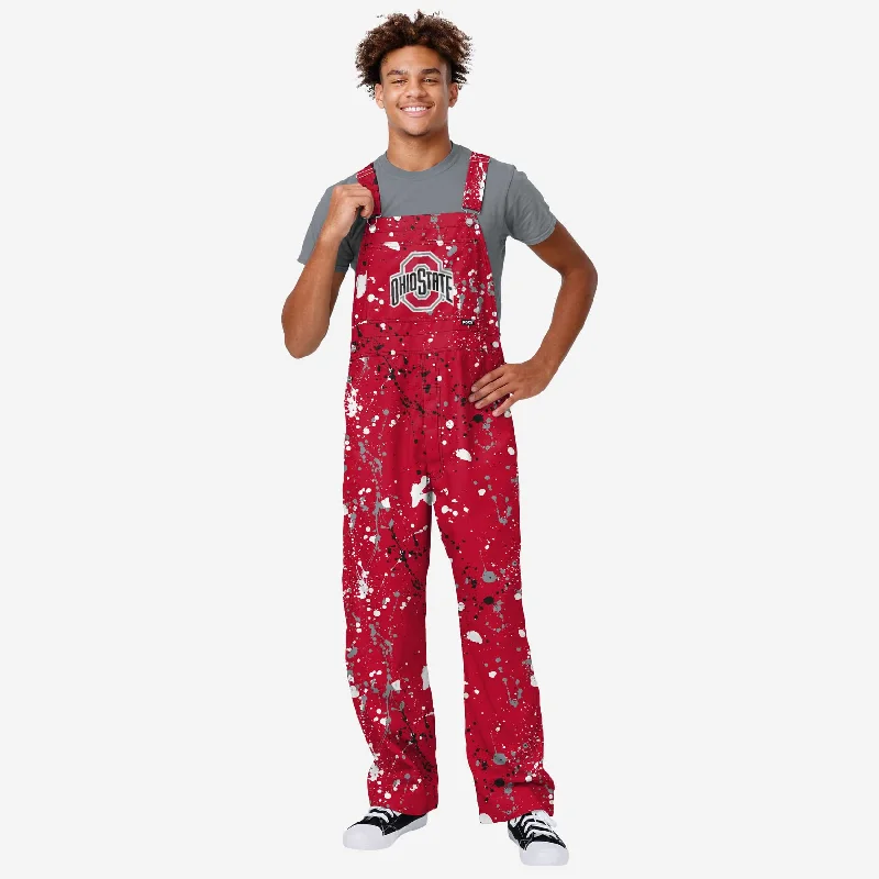 Ohio State Buckeyes Mens Paint Splatter Bib Overalls Pastel Tone Jumpsuit