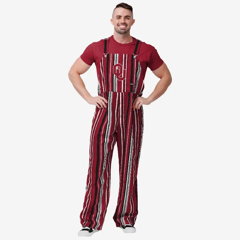 Oklahoma Sooners Mens Hyper Stripe Bib Overalls Stylish Workwear Overalls