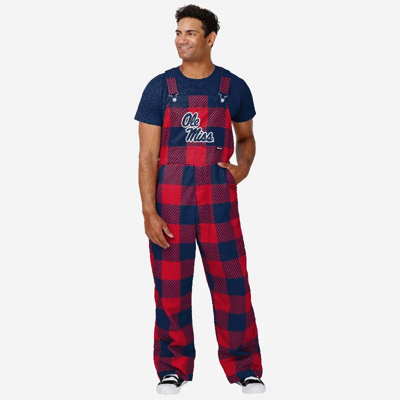 Ole Miss Rebels Mens Plaid Bib Overalls Sleeveless Fitted Overalls