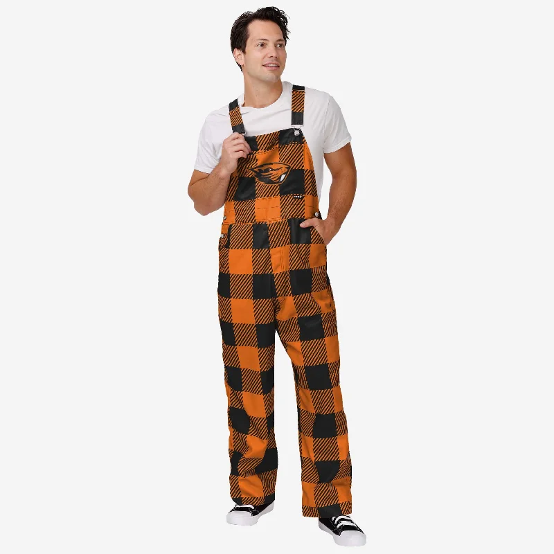 Oregon State Beavers Mens Plaid Bib Overalls Pastel Tone Jumpsuit