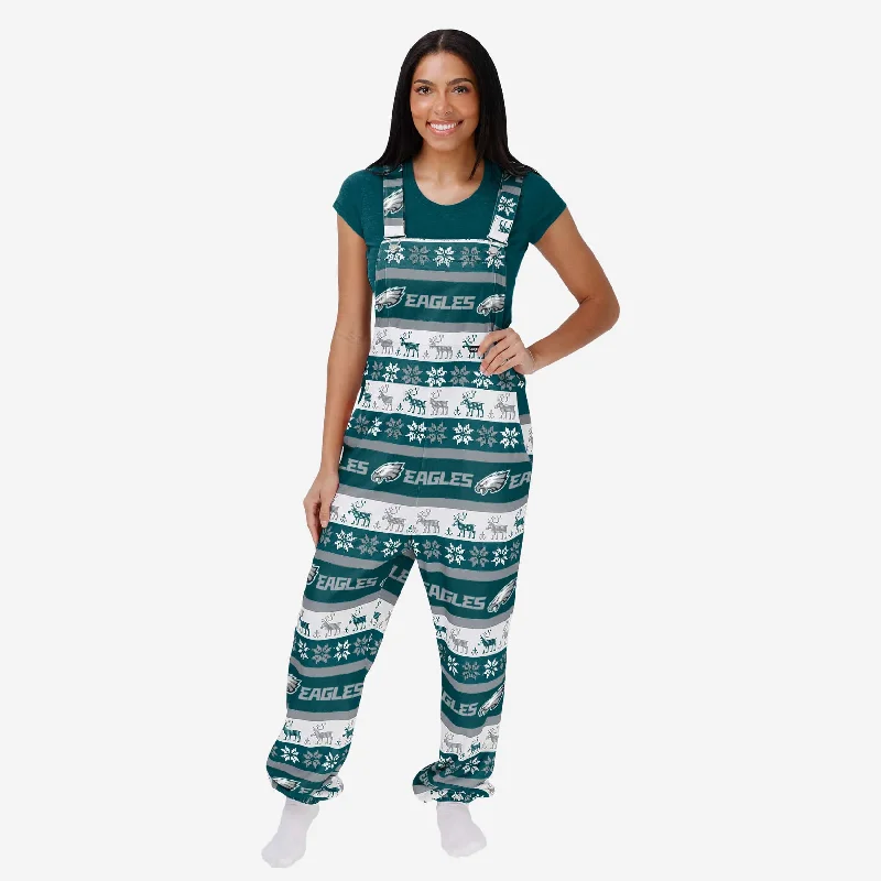 Philadelphia Eagles Womens Ugly Home Gating Bib Overalls Utility Zip-Front Overalls