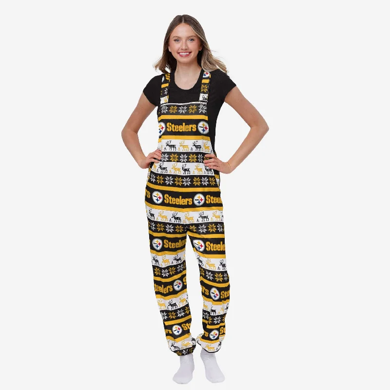 Pittsburgh Steelers Womens Ugly Home Gating Bib Overalls Long Sleeve Jumpsuit