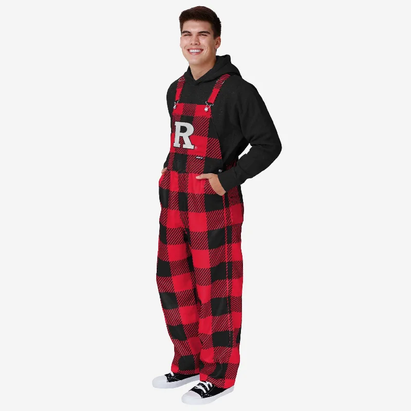Rutgers Scarlet Knights Mens Plaid Bib Overalls Soft Knit Jumpsuit